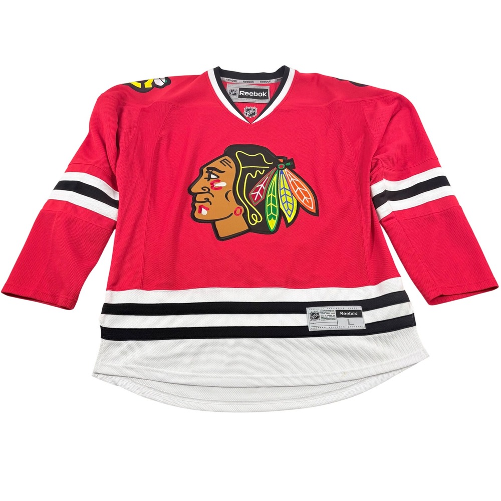 Reebok Chicago Blackhawks NHL Jersey Mens Large Red Home Premier Hockey Logo EUC